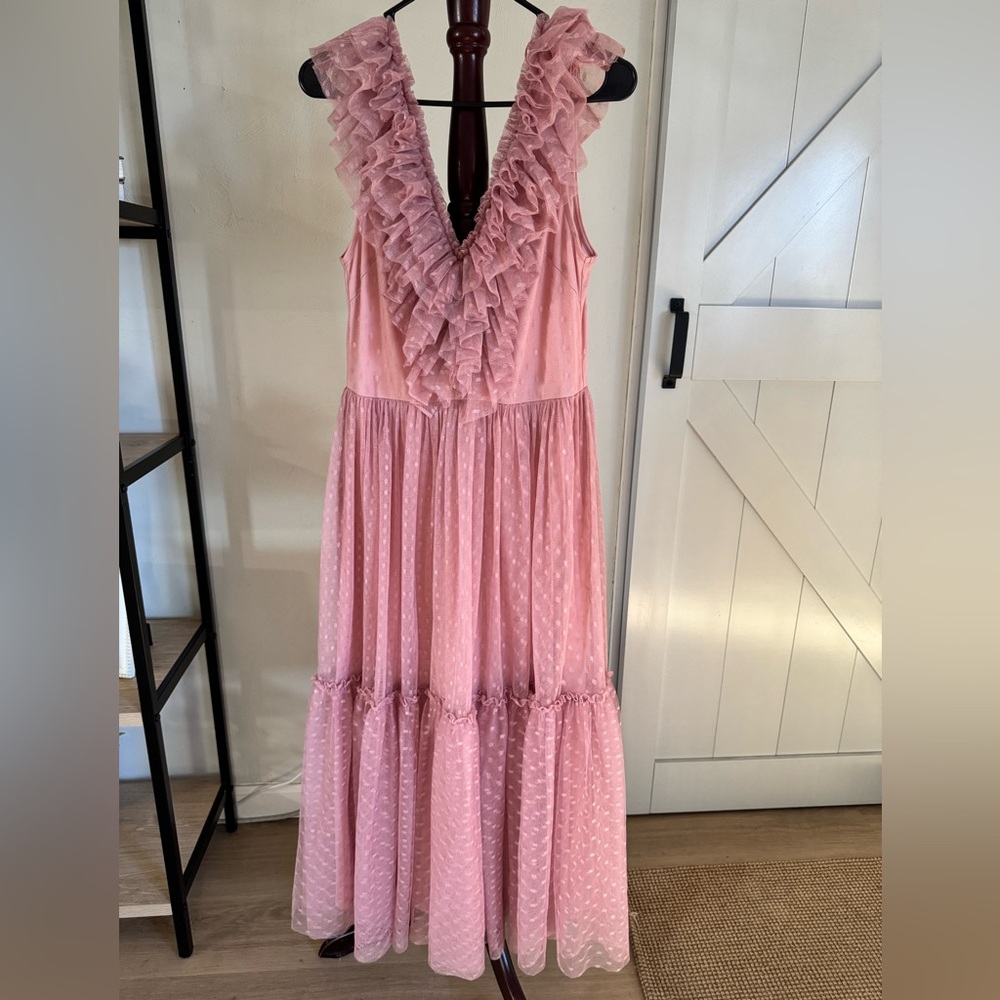 Elegant Pink Ruffle Dress